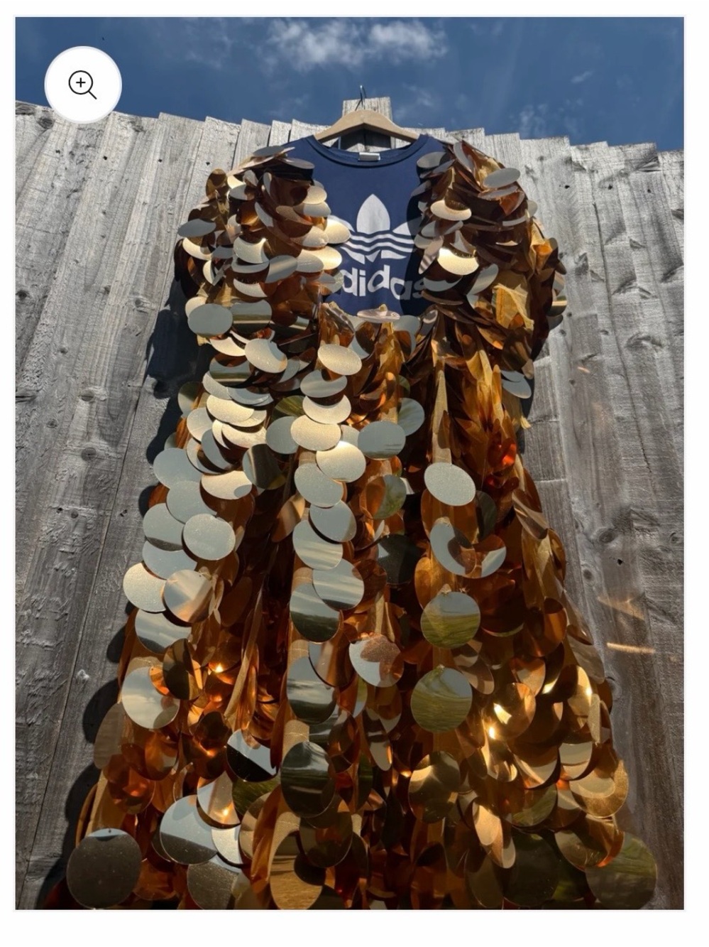 adidas Navy Tee Dress with Metallic Gold Sequin Overlay